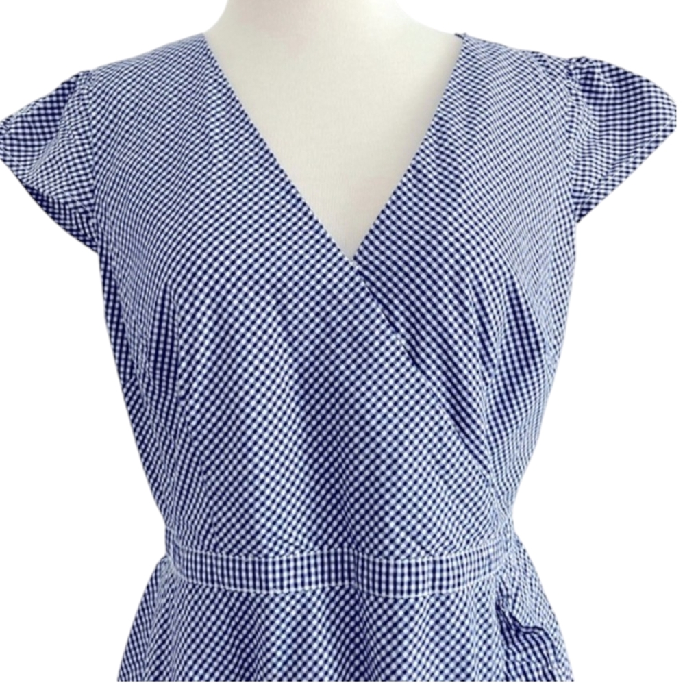 JCrew Gingham Faux Wrap Dress - Picture 3 of 8